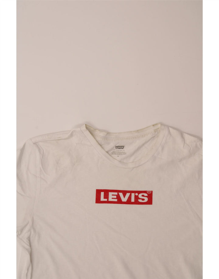 LEVI'S Mens Graphic T-Shirt Top Medium White Vintage Levi's and Second-Hand Levi's from Messina Hembry 