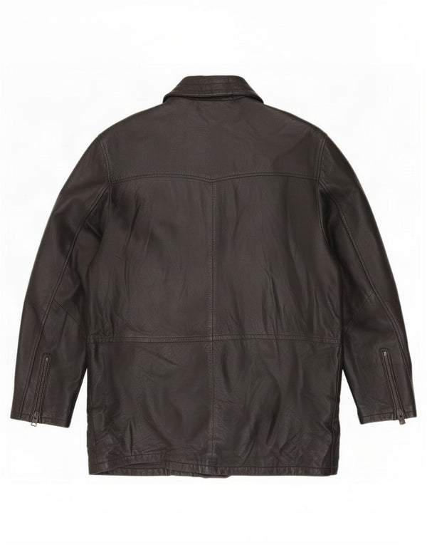 Salvatore Lepore Abrigo de cuero para hombre IT 52 XL Negro