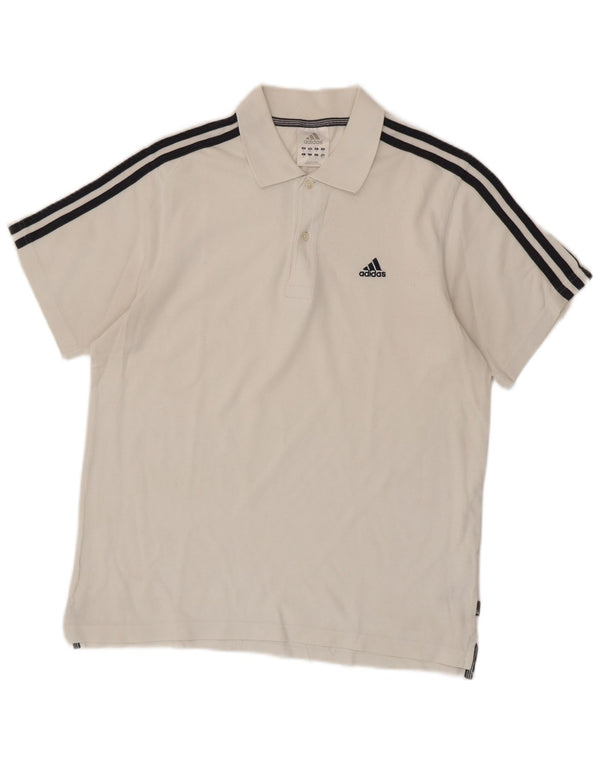Adidas Mens Polo Shirt Medium White Cotton