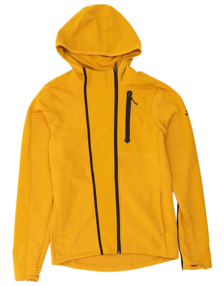 Adidas Mens Zip Hoodie Sweater Small Yellow Polyester