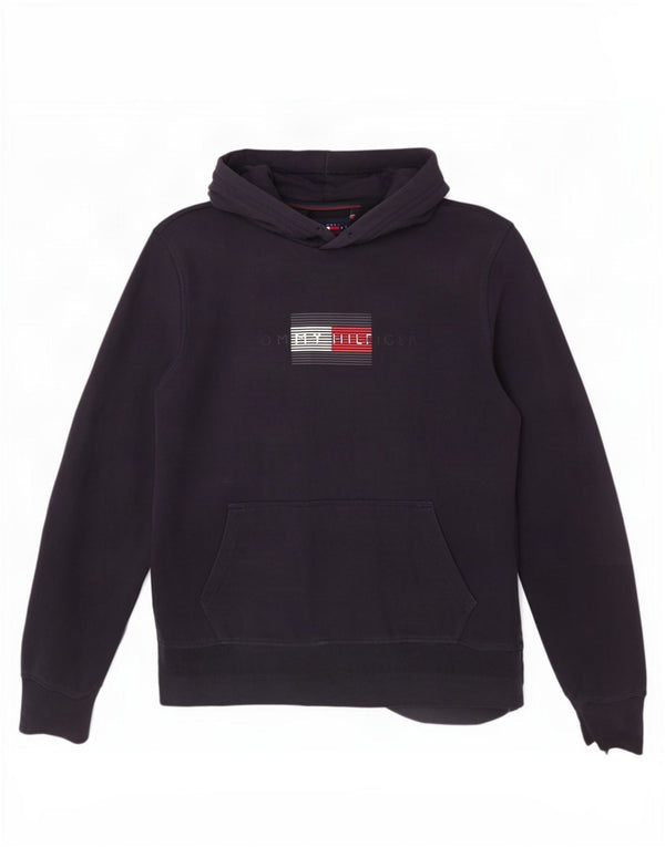 Tommy Hilfiger Mens Graphic Hoodie Jumper Medium Navy Blue Cotton