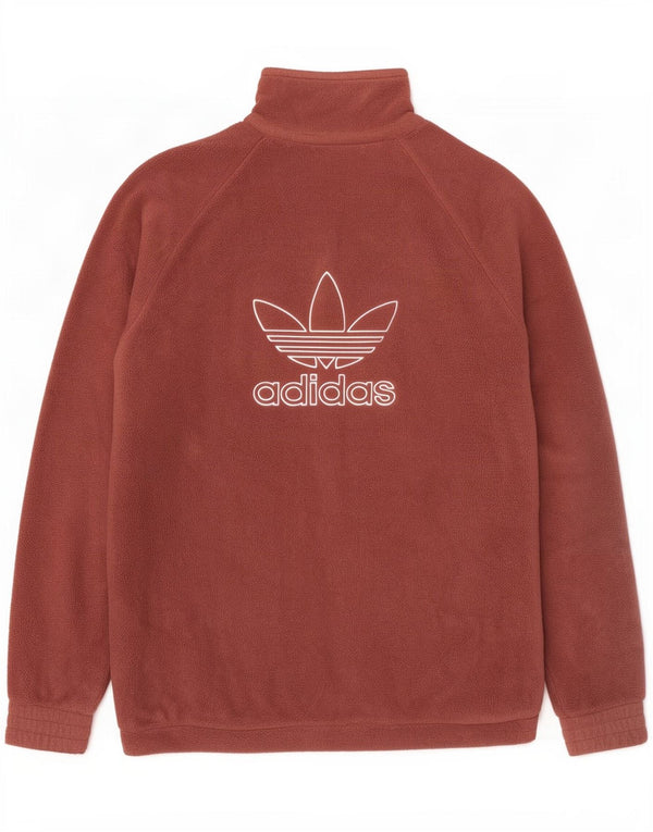 Adidas Pull polaire graphique à col zippé pour homme Petit polyester marron