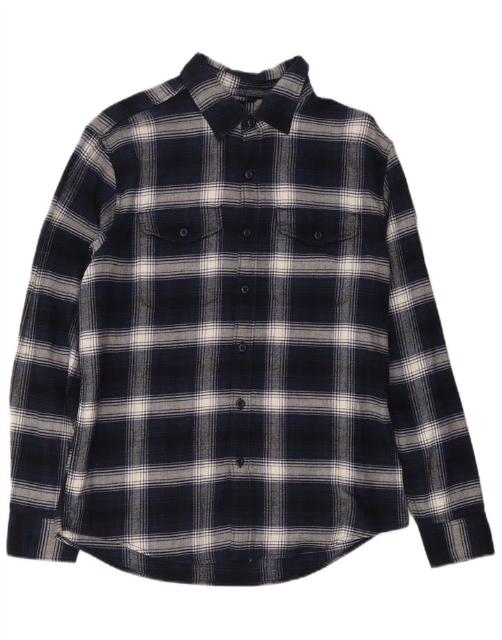 American Eagle Mens Flannel Shirt Medium Navy Blue Check Cotton