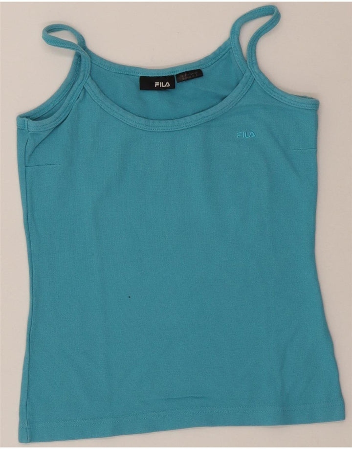 FILA Womens Crop Cami Top UK 12 Medium Blue Cotton Vintage Fila and Second-Hand Fila from Messina Hembry 