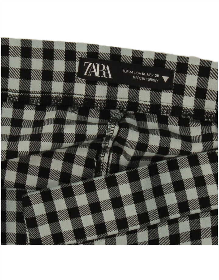 ZARA Womens Bootcut Cropped Trousers Medium W28 L25 Black Check