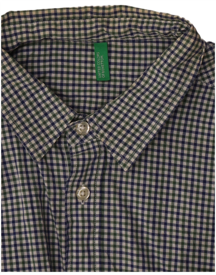Benetton Mens Short Sleeve Shirt Medium Multicoloured Gingham