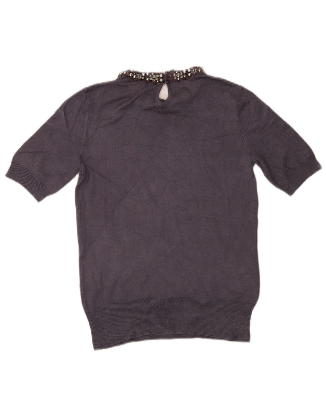 Zara Womens Blouse Top UK 12 Medium Navy Blue
