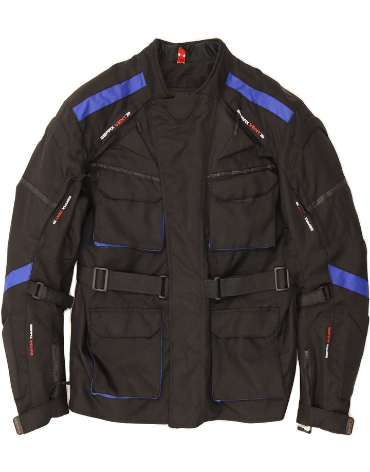 GEAR X Mens Racer Jacket UK 44 2XL Black Colourblock Polyester Vintage Gear X and Second-Hand Gear X from Messina Hembry 