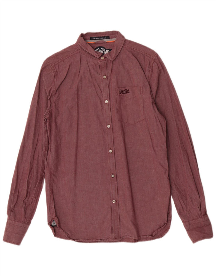Camicia da uomo Superdry in cotone bordeaux medio