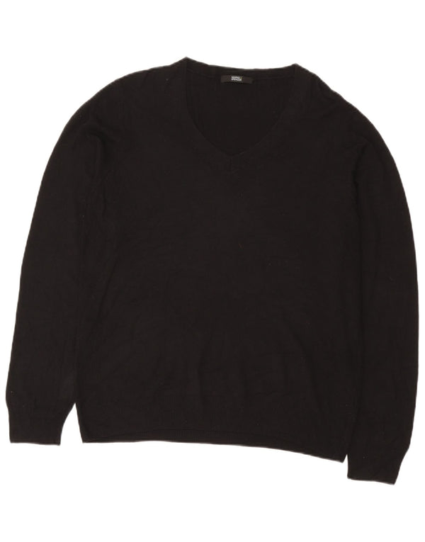 Marks & Spencer női V-nyakú pulóver UK 20 2XL fekete viszkóz