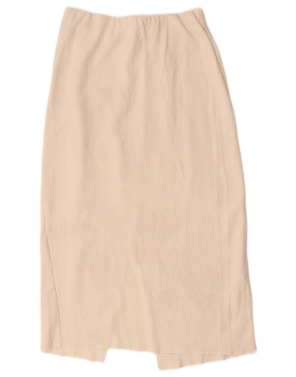 Zara Womens High Waist Midi Skirt Medium W28  Off White Cotton