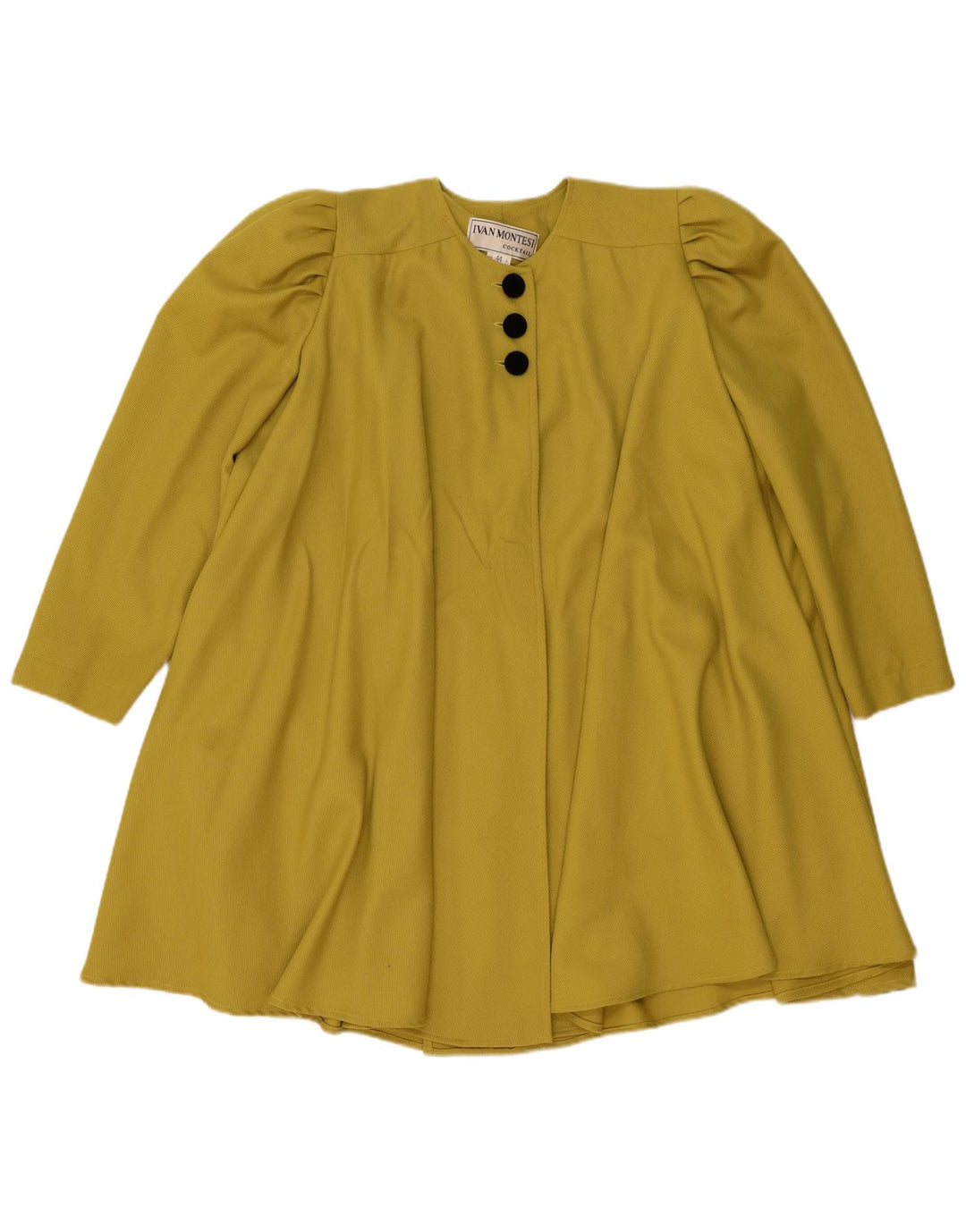 Vintage Womens Oversized Overcoat IT 44 Medium Yellow Wool