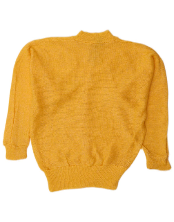 Vintage Damen Rollkragenpullover Pullover UK 10 Small Yellow Angora