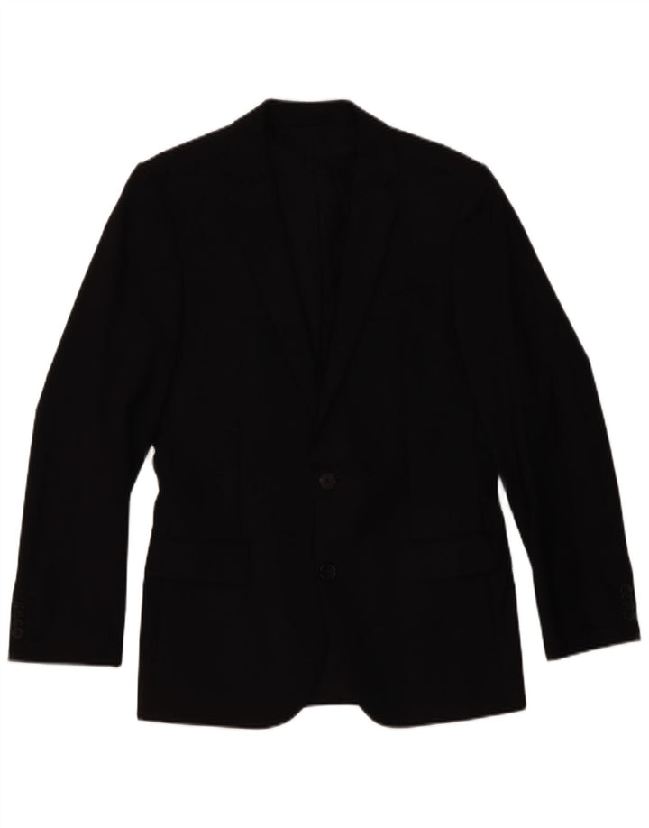 Hugo Boss Mens 2 Button Blazer Jacket UK 44 XS Black Wool