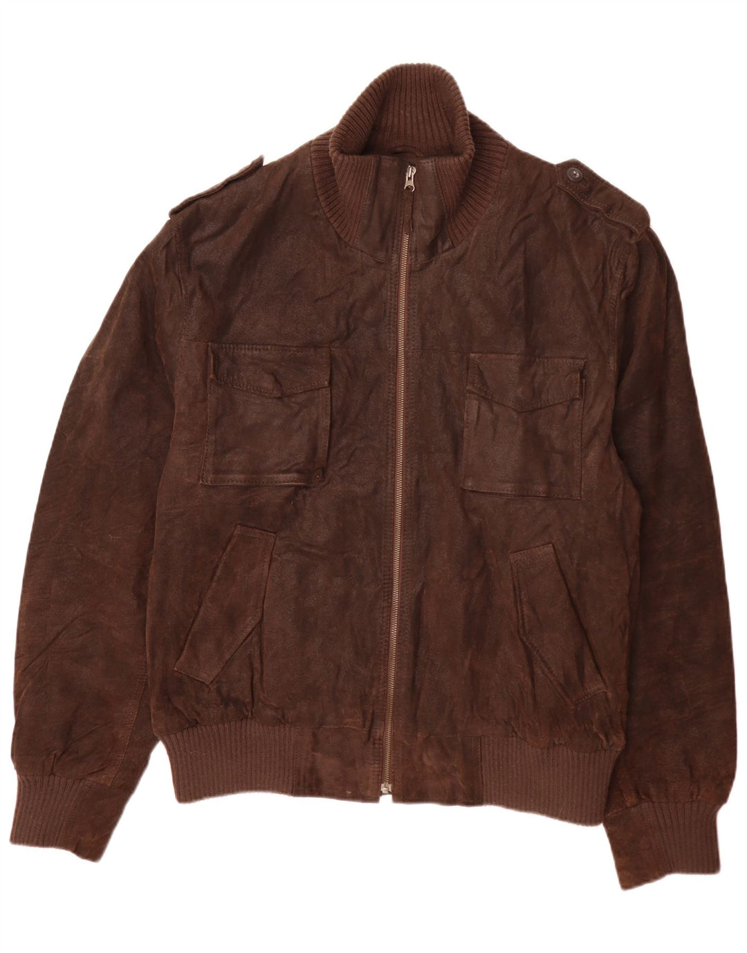 Celio Veste en cuir militaire pour homme UK 44 2XL Marron