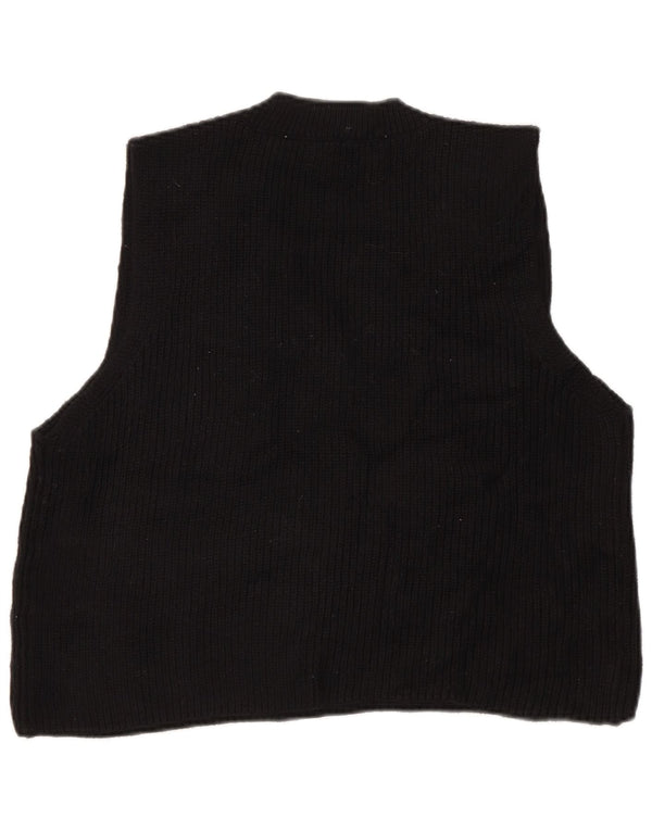 Zara Damen Crop Vest Tank Top UK 10 Small Schwarz
