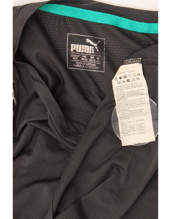 PUMA Mens Graphic T-Shirt Top Medium Grey Geometric Polyester