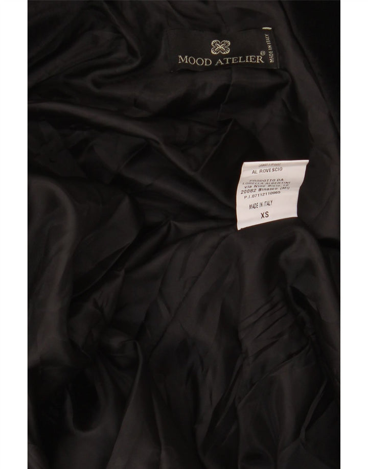 Mood Atelier Womens 2 Button Velour Blazer Jacket UK 6 XS Black Polyester