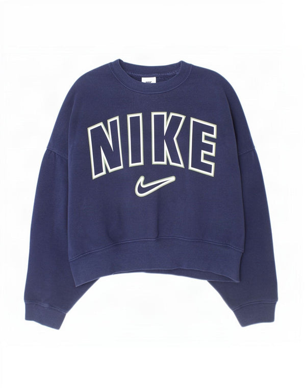 Nike Sweat-shirt graphique pour fille 8-9 ans Petit bleu marine en coton