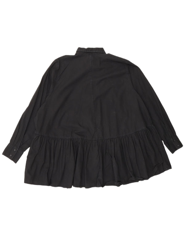 Zara Mujer Blusa Camisera Extragrande UK 10 Small Algodón Negro