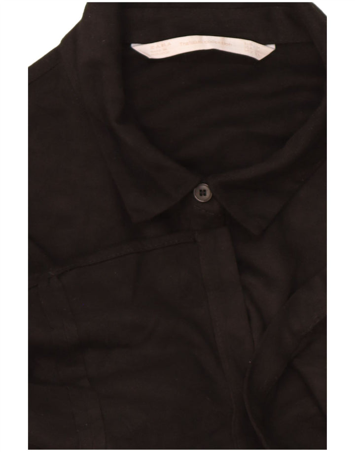 Zara Damen Hemdbluse UK 14 Medium Schwarz