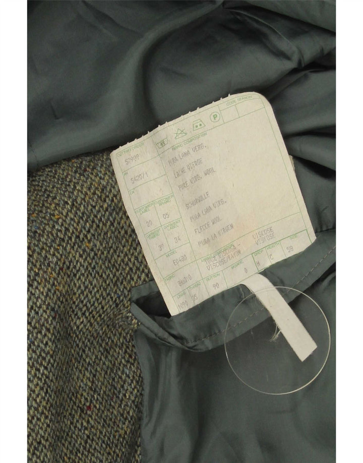 Facis Mens 2 Button Blazer Jacket IT 58 4XL Green Flecked Virgin Wool