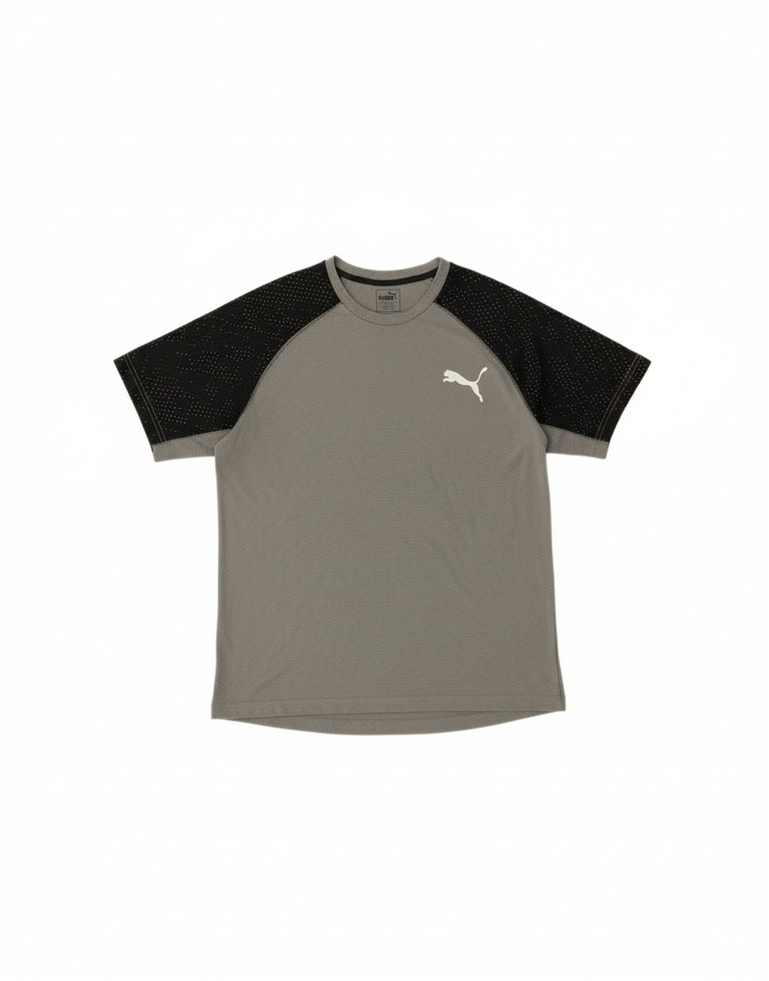 PUMA Mens T-Shirt Top Large Grey Colourblock Polyester Vintage Puma and Second-Hand Puma from Messina Hembry 