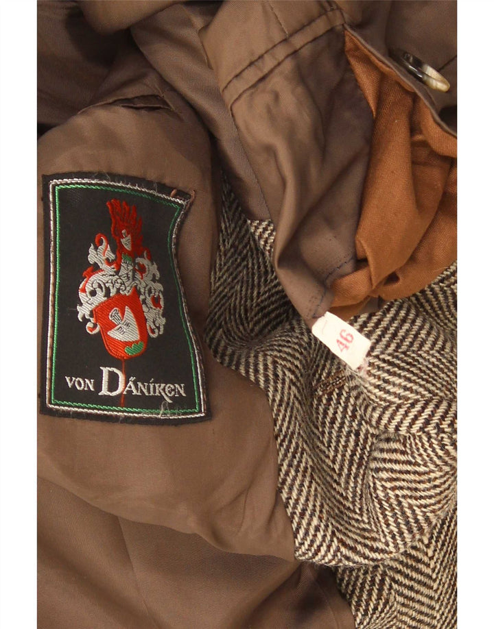 Vintage hombres 2 botones Blazer chaqueta IT 46 pequeña espiga marrón