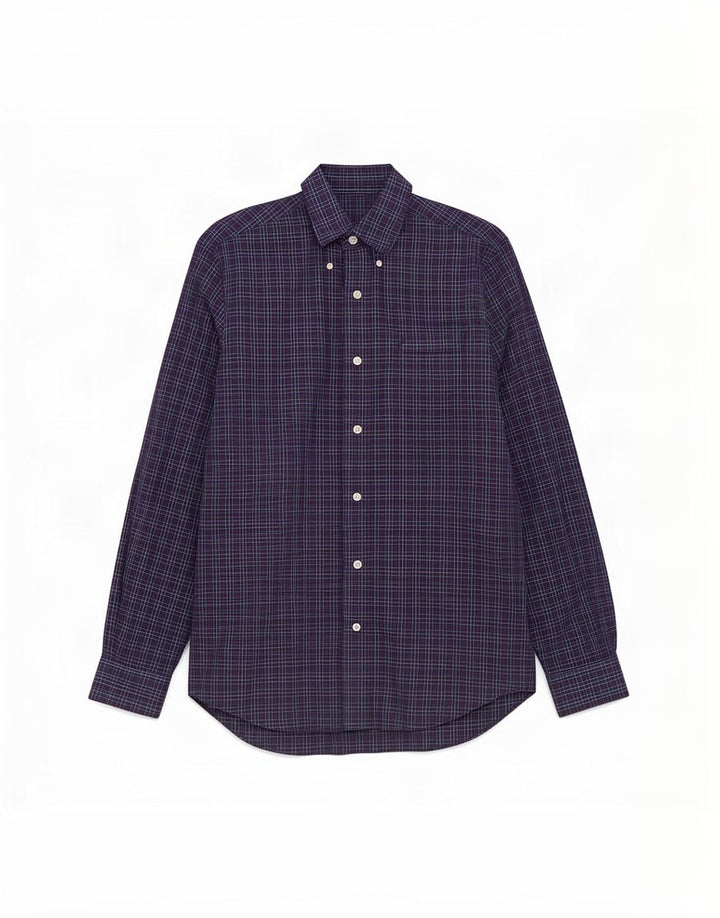 Nautica Mens Shirt Small Navy Blue Check Cotton