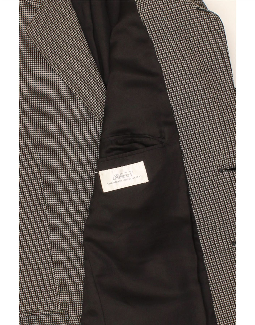 ST. BERNARD Mens 3 Button Blazer Jacket IT 50 Large Grey Check Wool Vintage St. Bernard and Second-Hand St. Bernard from Messina Hembry 
