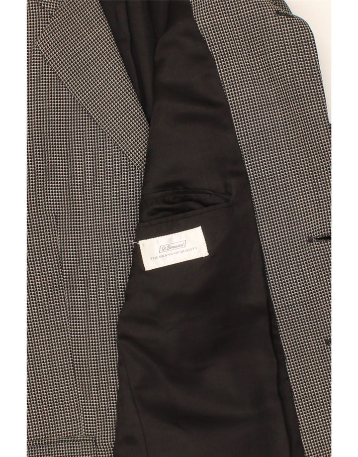 ST. BERNARD Mens 3 Button Blazer Jacket IT 50 Large Grey Check Wool Vintage St. Bernard and Second-Hand St. Bernard from Messina Hembry 