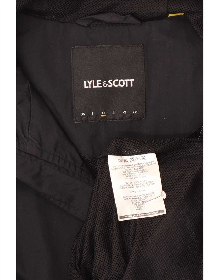 Lyle & Scott Mens Hooded Rain Jacket UK 38 Medium Black Nylon