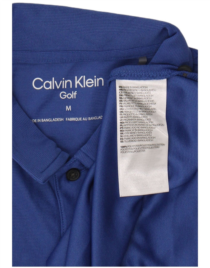 CALVIN KLEIN Mens Polo Shirt Medium Blue Polyester
