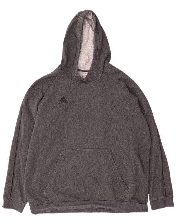 Felpa con cappuccio da uomo Adidas 2XL in cotone grigio