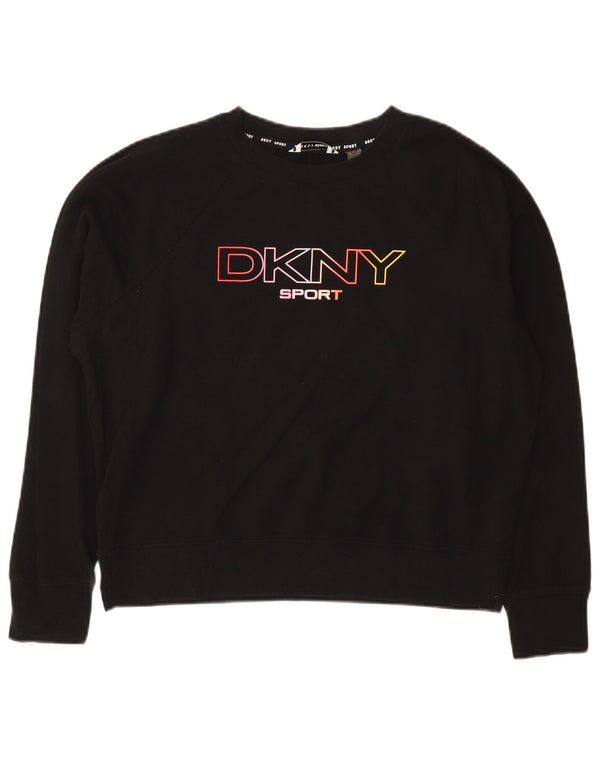 Женский джемпер оверсайз с рисунком Dkny UK 6 XS, черный хлопок