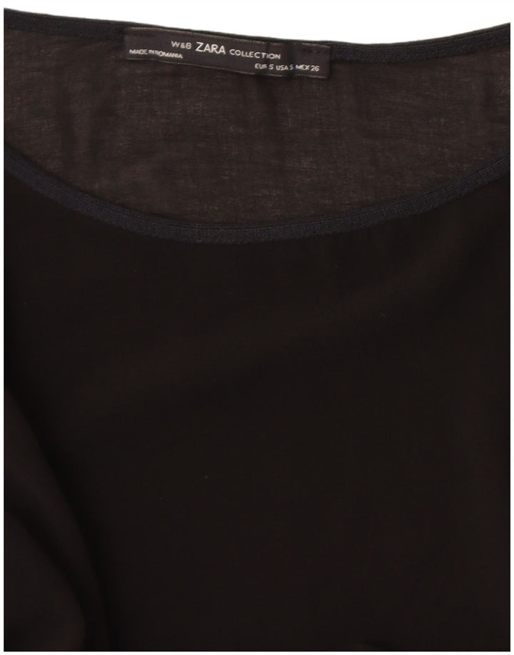 Zara Dame Top 3/4 ærme UK 10 Lille Sort