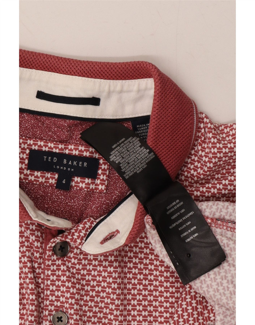 TED BAKER Mens Polo Shirt Size 4 Large Red Spotted Cotton Vintage Ted Baker and Second-Hand Ted Baker from Messina Hembry 