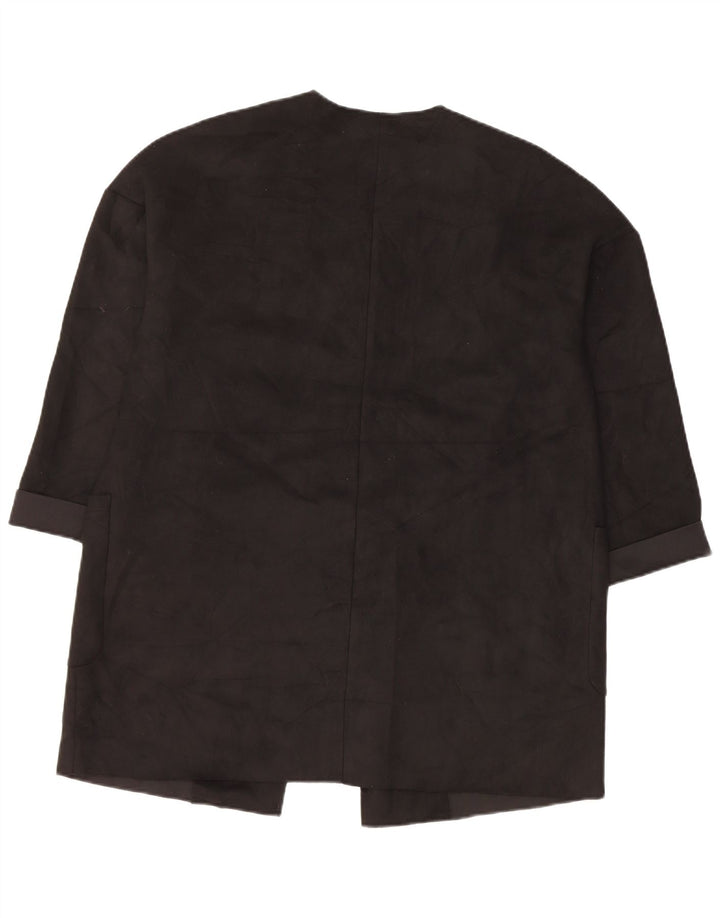 Zara Womens Oversized 3/4-ærmet åben blazerjakke UK 6 XS Sort Polyester