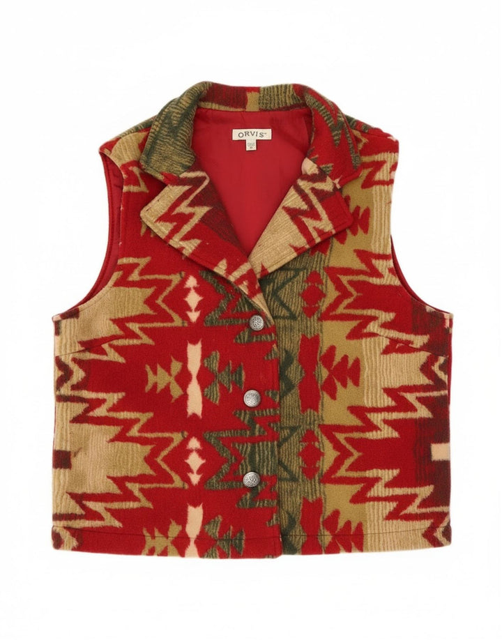 Orvis Womens Gilet UK 14 Medium Red Geometric