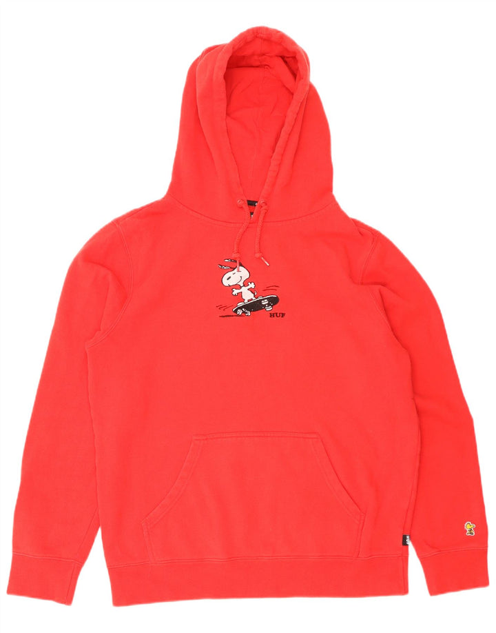 HUF Mens Peanuts Graphic Hoodie Jumper Medium Red Cotton