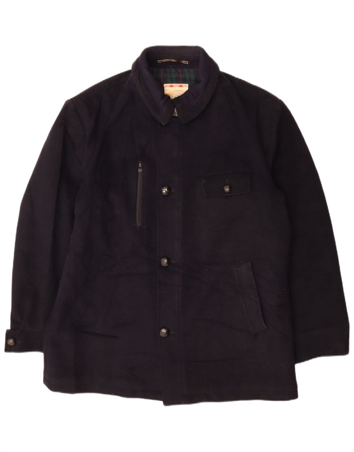 MC Gregor Mens Utility Jacket IT 54 2XL Navy Blue Check Wool Classic