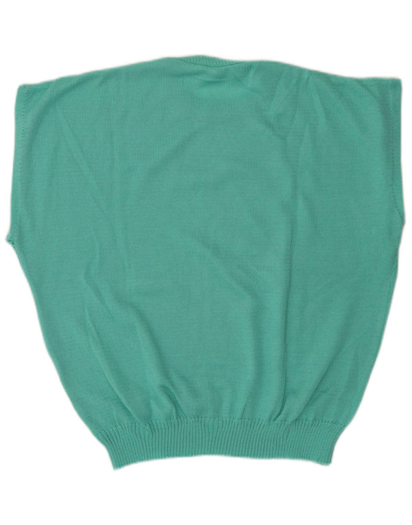 Vintage Damen Kurzärmeliger Pullover mit Rundhalsausschnitt IT 48/50 XL Grün