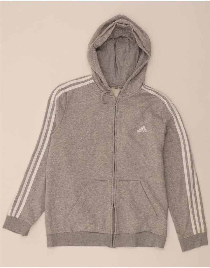 Adidas Mens Zip Hoodie Sweater Medium Grey Flecked