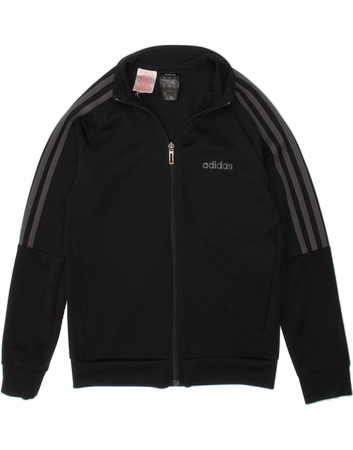 ADIDAS Boys Climalite Tracksuit Top Jacket 9-10 Years Black Polyester Vintage Adidas and Second-Hand Adidas from Messina Hembry 