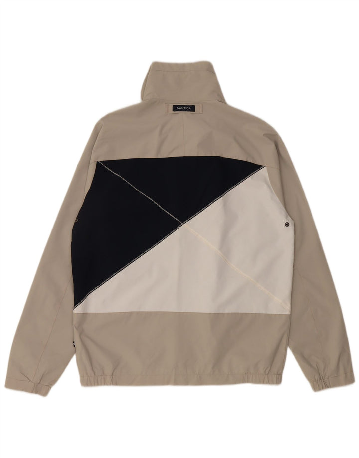 NAUTICA Mens Bomber Jacket UK 36 Small Beige Colourblock Polyester