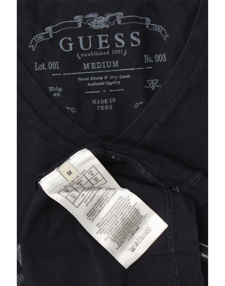 Guess Mens Graphic T-Shirt Top Medium Navy Blue Cotton