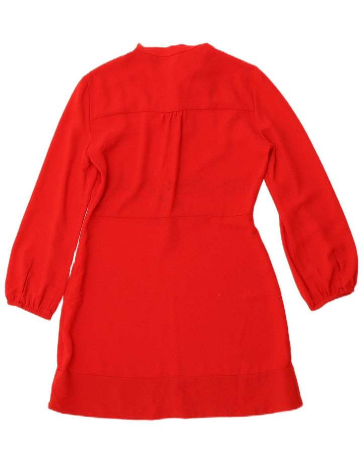 ZARA Womens Long Sleeve A-Line Dress UK 12 Medium Red Polyester