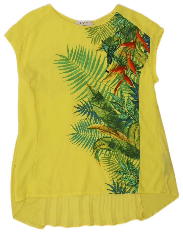 Oasis Dame Tunika Top UK 10 Small Yellow Floral Polyester