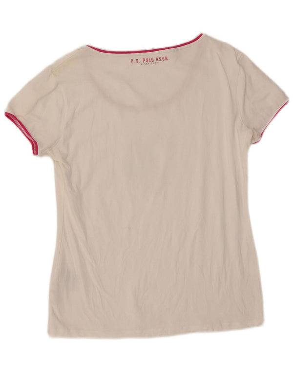 US Polo Assn. Damska koszulka z grafiką Top UK 18 XL, biała bawełna