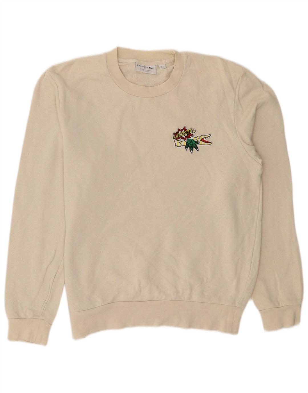 Lacoste Mens Graphic Classic Fit Sweatshirt Jumper Size 4 Medium Beige